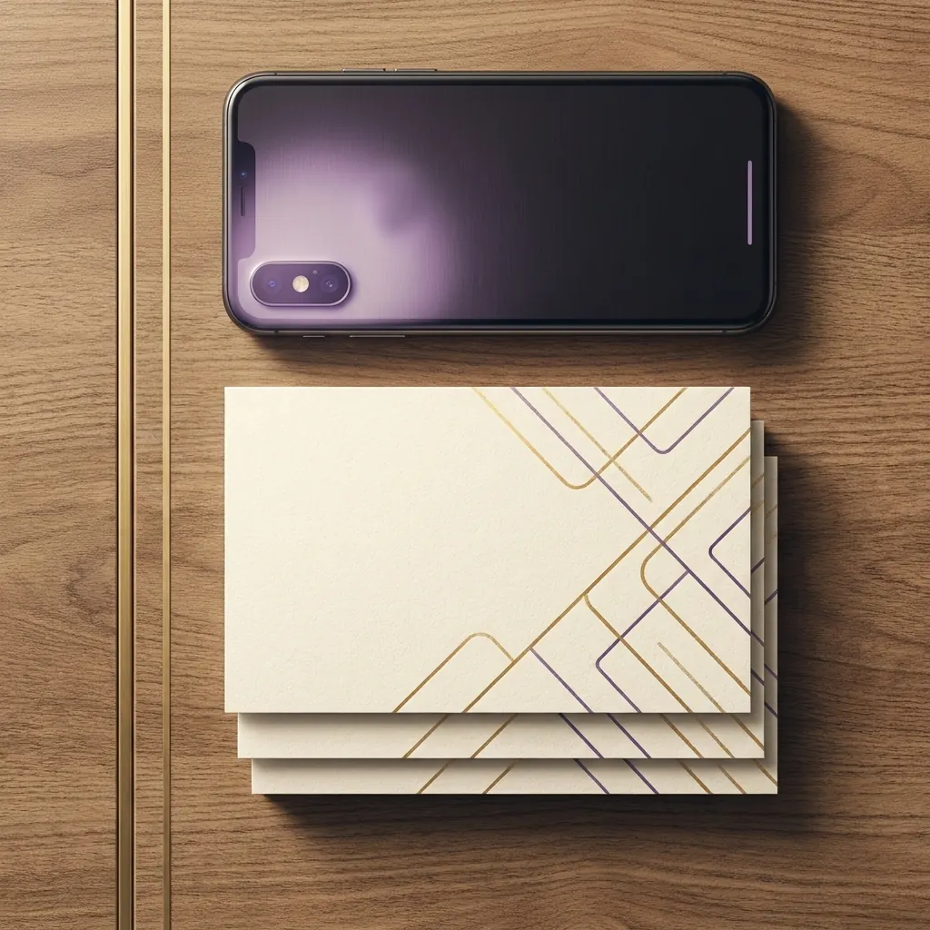 A smartphone photographing a stack of generic identification-style paper cards