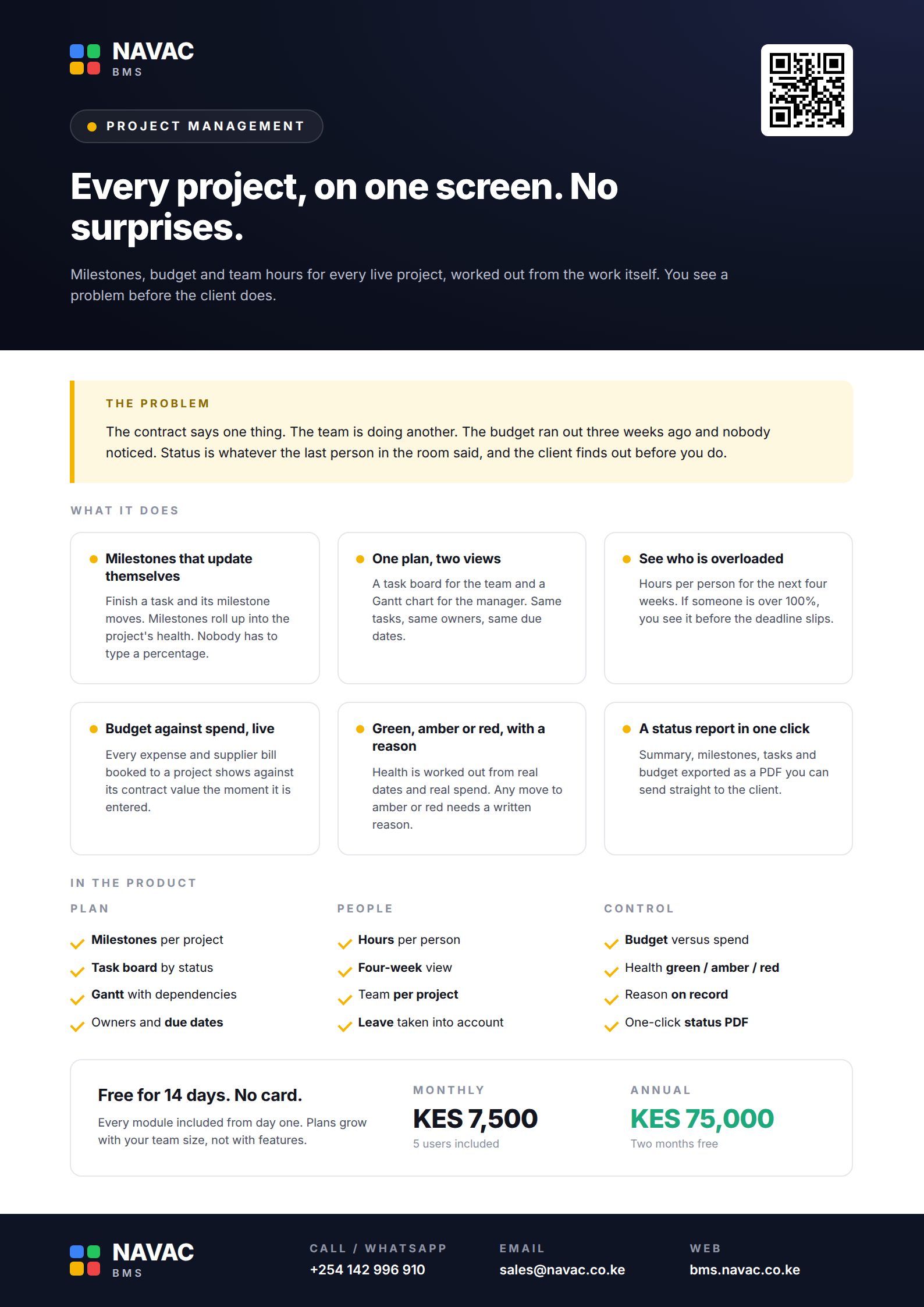 The cover of the Project Management product brochure